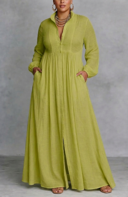 Elowen Flowing Button-Front Maxi Dress