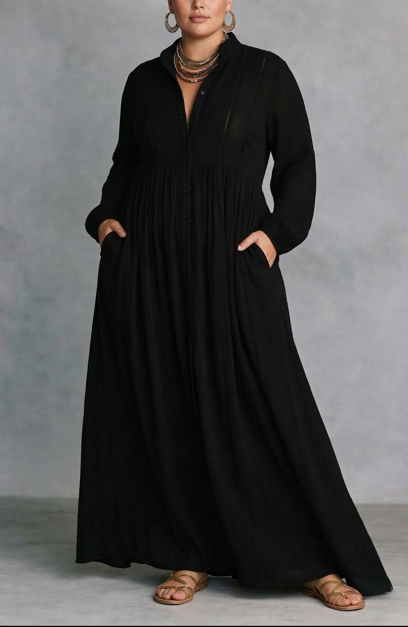 Elowen Flowing Button-Front Maxi Dress
