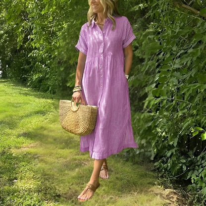 Fioria Flattering Striped Shirtdress