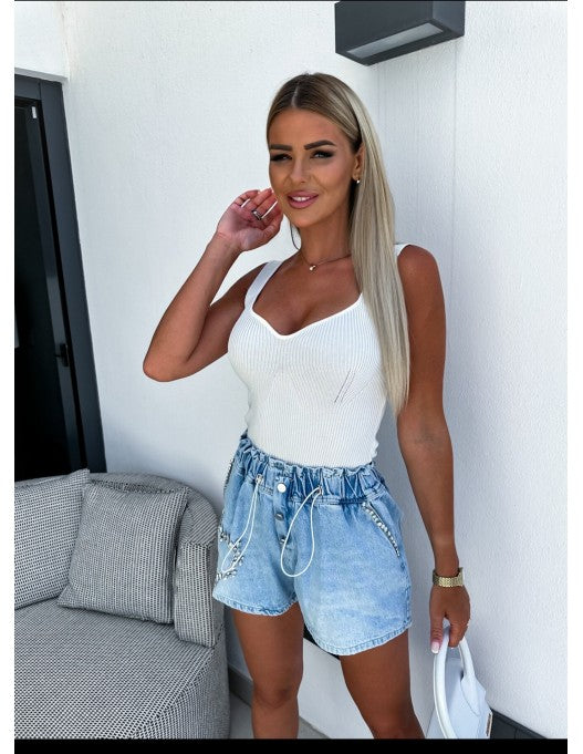 RHINESTONE™ CRYSTAL LOVE DENIM SHORTS