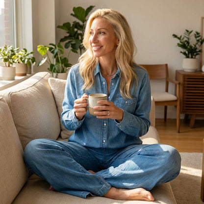 Lunara Denim-Look Pajama Set