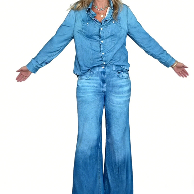 Lunara Denim-Look Pajama Set