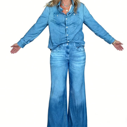 Lunara Denim-Look Pajama Set