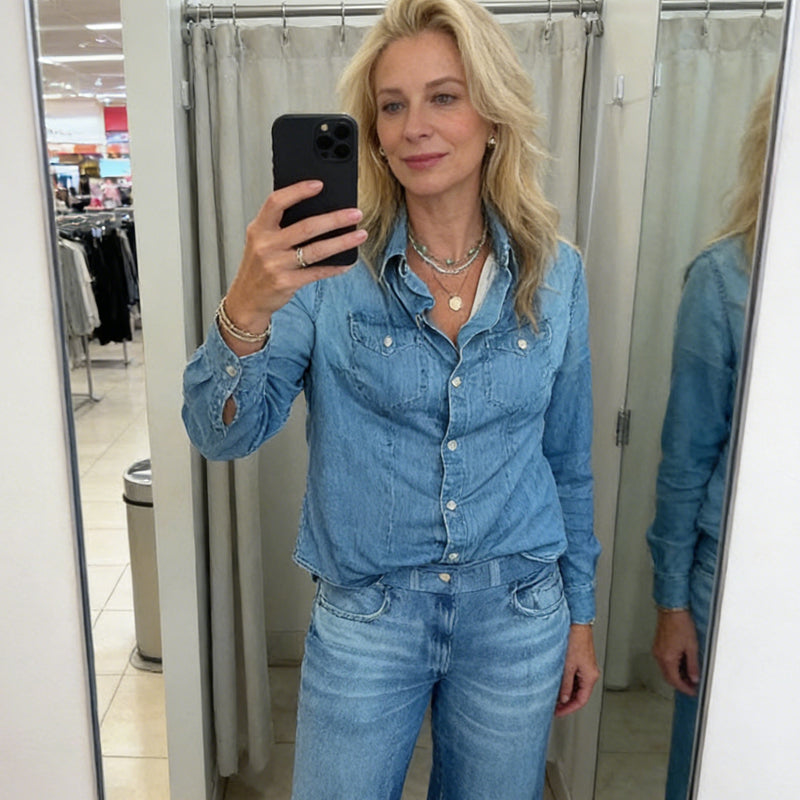 Lunara Denim-Look Pajama Set