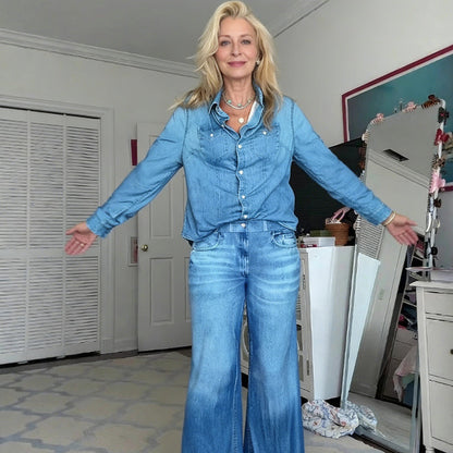 Lunara Denim-Look Pajama Set