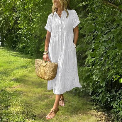 Fioria Flattering Striped Shirtdress